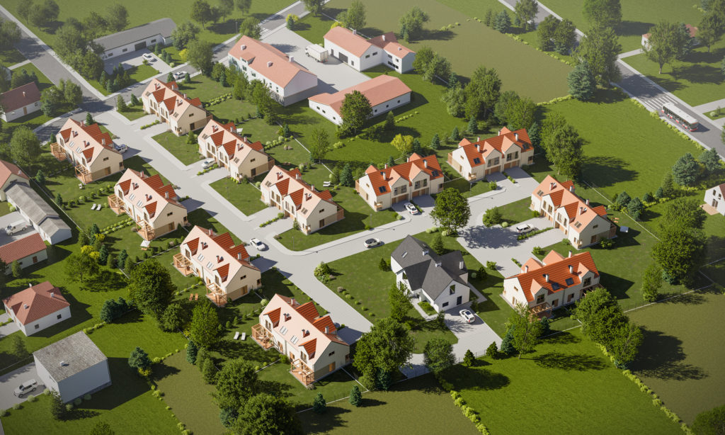 Wizualizacja osiedla domów bliźniaczych pod Wrocławiem - Tyniecki Zakątek - Bartson